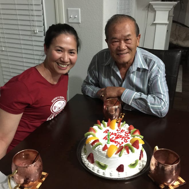 Thuhang Tran, left,is shown with her father, Chinh Tran, on his 72nd birthday.

[Provided by Thuhang Tran]