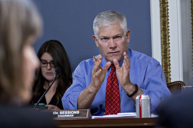 Rep. Pete Sessions, R-Texas, chairman of the House Rules Committee, speaks during a meeting on Monday. Sessions argued Wednesday that there was no need to increase federal funding for election security. MUST CREDIT: Bloomberg photo by Andrew Harrer