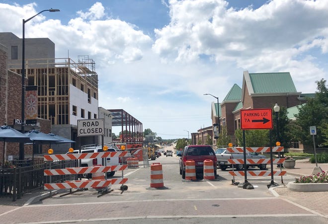 W. Eighth St. is blocked off Thursday, July 19, 2018 for ongoing construction. [Sydney Smith/Sentinel Photo]