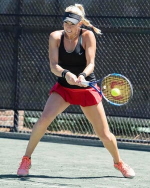Alexa Guarachi hits a backhand in a match earlier in her career. [Special to Daily News]