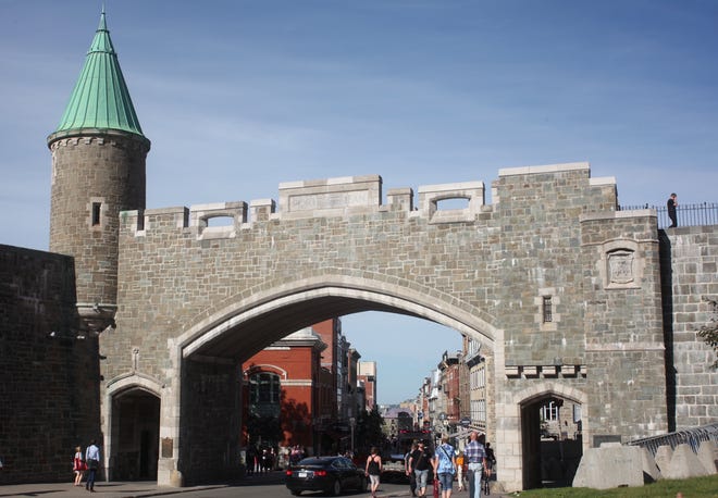 Saint John’s Gate allows visitors through the historic walls around the old town in Quebec City, QC; June 26, 2018 (Steve Stephens/Columbus Dispatch)
