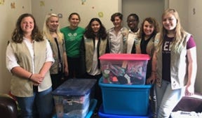 Girl Scouts from Troop 50716 in the West End, Pleasant Valley School District, completed more than 50 hours of work on the Sliver Award Project. Pictured from left are: Cassia Klinger, Molly Riggs, Angelina Carreras, Hayley Bates, Daelynn Klinger, Tina Ogubogu, Lela Lamp and Emilee Roberti. [PHOTO PROVIDED]