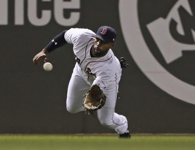 The superb defense of center fielder Jackie Bradley Jr. and his fellow outfielders has played a big role on the Red Sox' success this season.