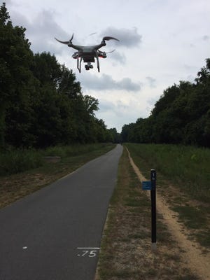 Cleveland County's drone takes off in Charlotte as local emergency management officials assist in the search for a missing person. [Special to The Star]