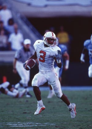 An All-American at NC State, former South Point standout Koren Robinson went on to become the only Gaston County football product to earn a Pro Bowl nod. [COURTESY OF NCSU ATHLETICS]