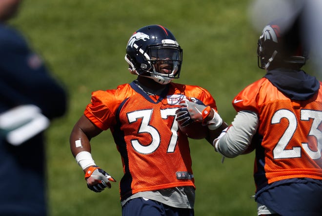 Denver Broncos running back Royce Freeman (37) figures to be a key addition for a team that went 5-11 last year and finished in last place in the AFC West. [AP Photo/David Zalubowski]