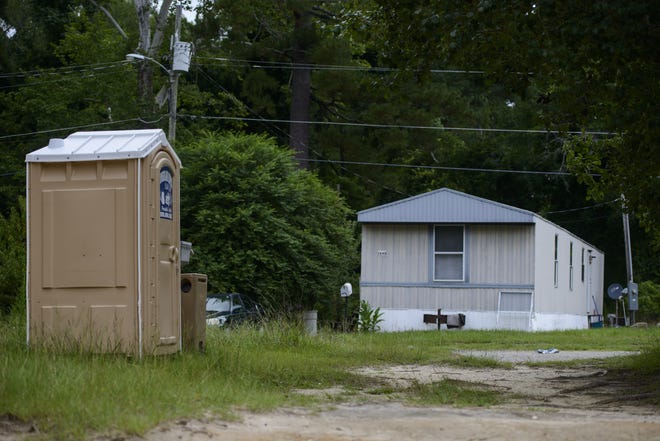 Garden Grove Mobile Home Park remains with out running water and using portable rest rooms on July 24, 2018. [Melissa Sue Gerrits/The Fayetteville Observer]
