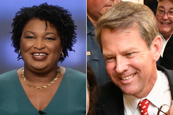Georgia Republican gubernatorial candidates Stacey Abrams, left, and Brian Kemp. [AP]