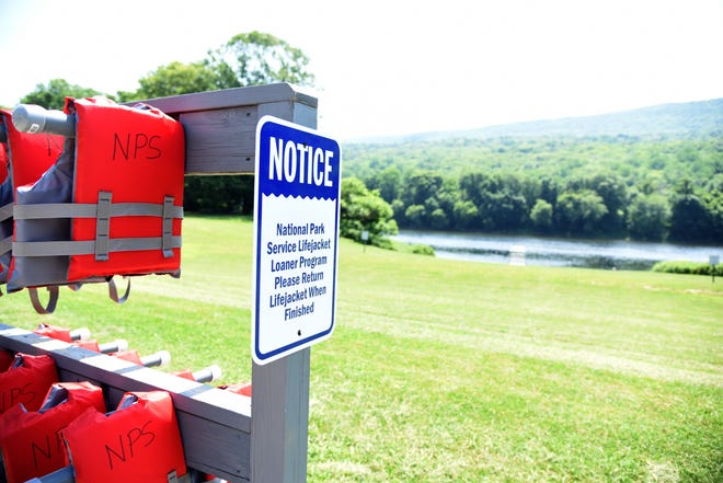 High water levels have prompted the National Park Service to impose a mandatory lifejacket requirement, as well as prohibit swimming in the Delaware River this weekend. [POCONO RECORD FILE PHOTO]