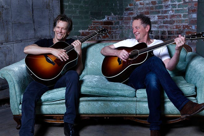 Actor Kevin Bacon (left) shares a laugh with bandmate and brother Michael. [Forosoco Music]