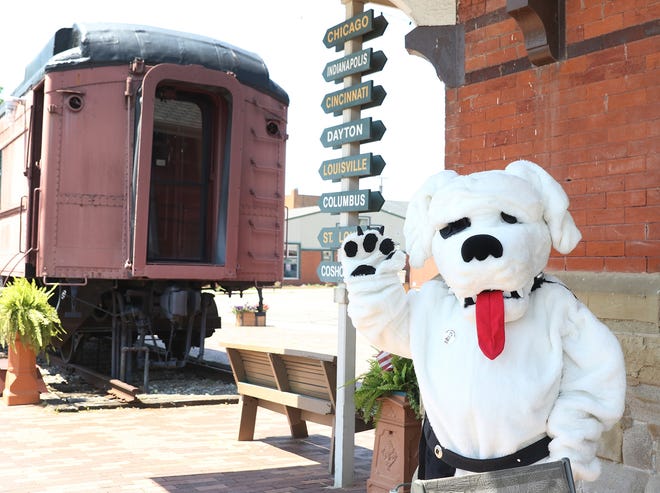 World War I mascot, Private Bulldog Bing, is getting ready for his Magical Halloween Adventure train ride in October. (TimesReporter.com / Jim Cummings)