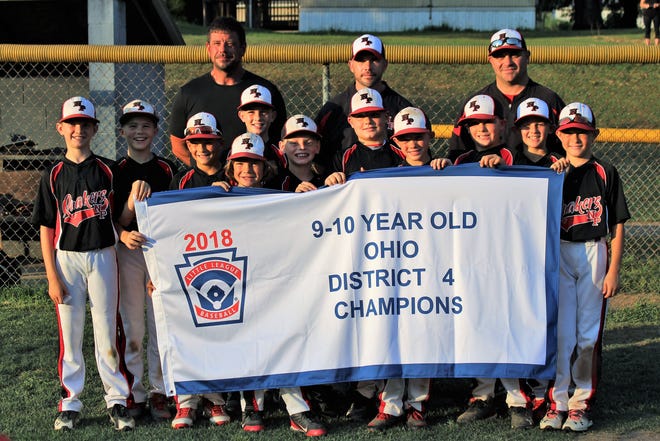The New Philadelphia 9-10 year old Little League All-Stars won the 2018 Little League District 4 Championship. The team will now play in the 9-10 year old Little League State Tournament in Cambridge. The team members are: FRONT (left to right) Carter Watson, Alec Adelman, Brodee Doss, Seth Beaber, Quinn Miller, Reid Wells, Breyan Stewart, Marcus Adelman, Tyler Ulmer, Kaine Otte, Braylon McBrid. BACK Coaches Michael Doss, Daryl Adelman, and Chad Wells. Submitted photo