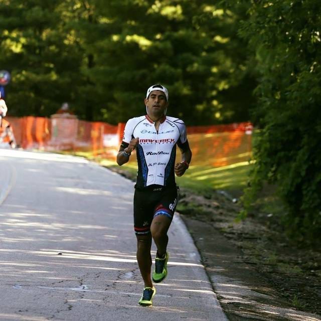 Ryan Marzen competes in the run portion of the Ironman 70.3 in Muncie, Indiana, in 2017. PHOTO BY ERIC ABBOTT/SUBMITTED TO THE PERRY CHIEF