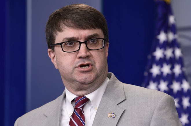 Acting Veterans Affairs Secretary Robert Wilkie speaks during the daily briefing at the White House in Washington, Thursday, May 17, 2018. President Donald Trump announced Friday that he is nominating Wilkie to permanently lead the Department of Veterans Affairs. (AP Photo/Susan Walsh)