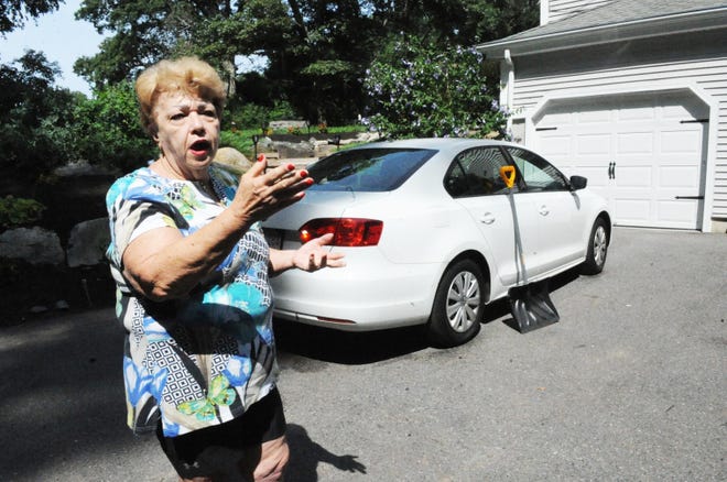 Crestena Astorga, who was attacked by a fox Sunday night at her Middleboro home. (Marc Vasconcellos/The Enterprise)