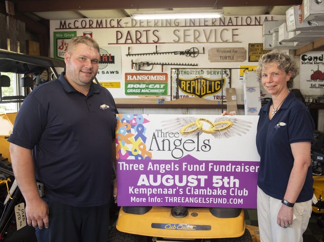Cousins Andrew Bulk and Jennifer Lopes are organizing the 9th annual Three Angels Fund Fundraiser for Aug. 5 at Kempenaar's Clambake Club in Middletown. [DAVE HANSEN/STAFF PHOTOGRAPHER]