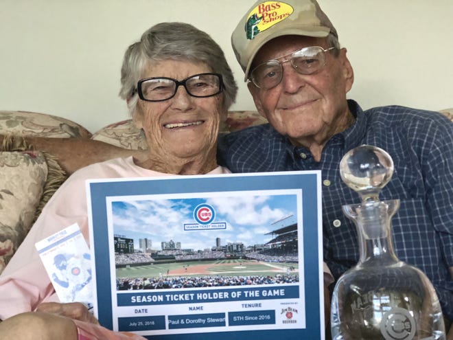 Galesburg residents, Dorothy and Paul Stewart recently enjoyed, and still are reveling in, what they both describe as an experience of a lifetime. The couple was honored by the Chicago Cubs last Wednesday in Chicago before their contest against the Arizona Diamondbacks. [MATTHEW WHEATON/The Register-Mail]