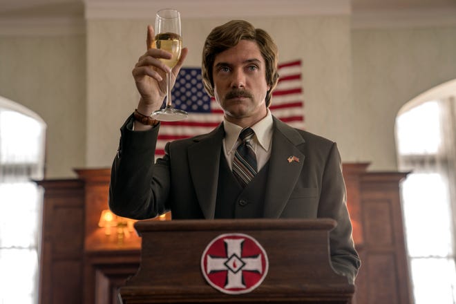 Topher Grace gets duded up as David Duke. [Focus Features]