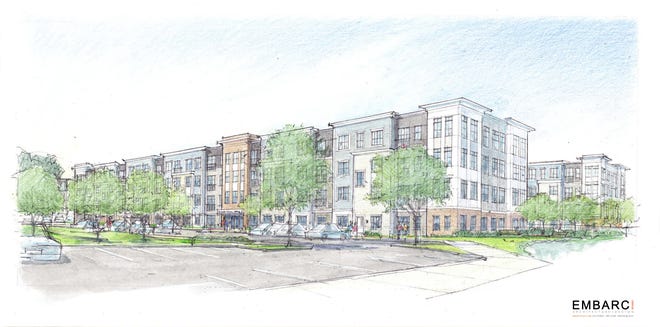 A groundbreaking ceremony for a 300-unit apartment complex, Harborwalk Apartments, at the Cordage Park site is set for Aug. 21. [Courtesy photo]