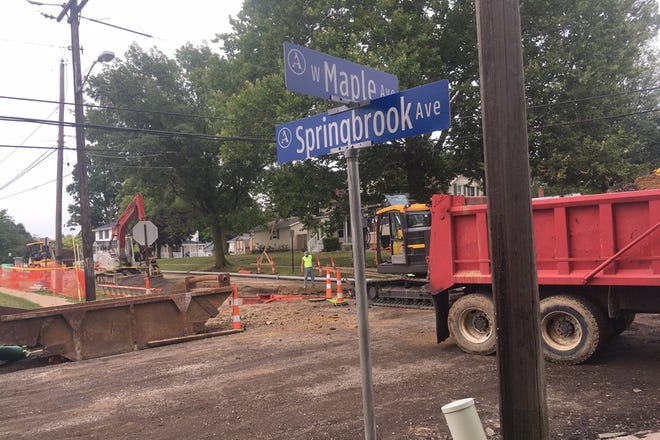 Work was being done Wednesday as part of the Maple Avenue project.