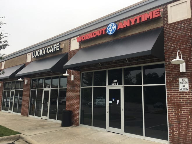 The front of the former Workout Anytime gym opening soon in the New Hope Crossing shopping center in Gastonia. [Michael Barrett/The Gaston Gazette]