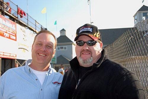 Pete Wortman and Nick Leach are the co-announcers at New Egypt Speedway. [CONTRIBUTED]