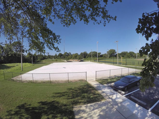 The white sand is in place and the nets are expected to go up Tuesday at the new beach volleyball complex being built at the City of Fort Walton Beach's recreation complex on Jet Drive. A ribbon cutting for the four-court complex will be held Thursday at 5:30 p.m. [DEVON RAVINE/DAILY NEWS]