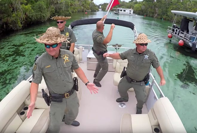 The Marine Unit of the Lake County Sheriff's Office takes part in the agency's lip-sync video. [YouTube]