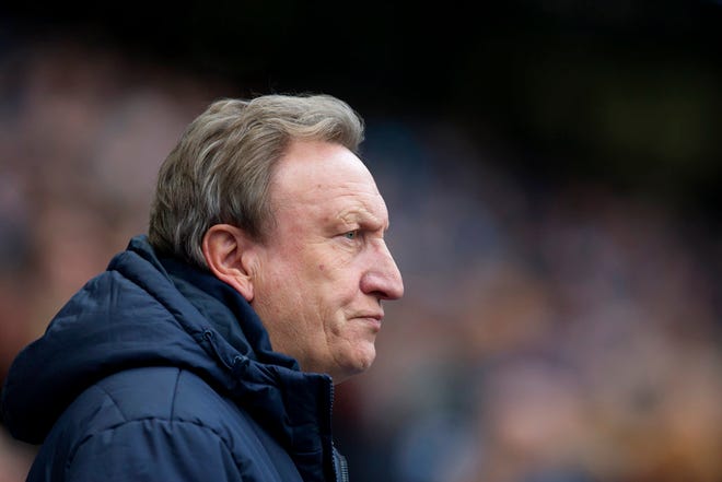 Crystal Palace's manager Neil Warnock takes to the touchline before his team's English Premier League soccer match against Manchester City at the Etihad Stadium in Manchester, England, on Dec. 20, 2014. The charismatic Neil Warnock now manages Cardiff soccer club who have gained English Premier League status for the 2018 - 19 season, promoted against the odds last season with a mostly unheralded group of players bought on the cheap. (AP Photo/Jon Super, FILE)