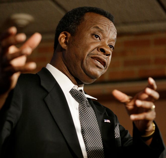 Willie Wilson, candidate for the office of Mayor of Chicago, speaks at a news conference in Chicago. (AP Photo/Nam Y. Huh File)