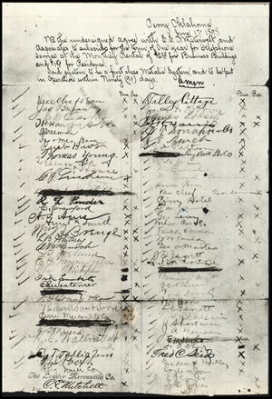 Perry, Oklahoma's, first phone directory is a one page handwritten list from 1895.  [THE OKLAHOMAN ARCHIVES]