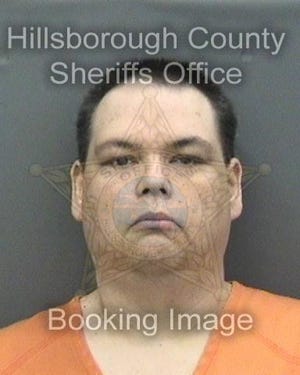 This booking photo provided by Hillsborough County Sheriff's office shows Brian Sebring. A political argument on Facebook led Sebring driving to the home of a stranger he'd been arguing with and shooting him. Sebring faces felony charges of aggravated battery and carrying a concealed gun. Sebring tells the Tampa Bay Times he "just snapped and let primal rage take over" on Monday, Aug. 6 2018. (Hillsborough County Sheriff's office via AP)