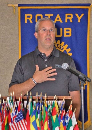 Kevin Sheppard of the Branch County United Way recently spoke at a Coldwater Township Sunrise Rotary Club meeting.