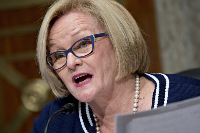 Sen. Claire McCaskill, D-Mo., at a Senate hearing in Washington on Sept. 27, 2017. MUST CREDIT: Bloomberg photo by Andrew Harrer.