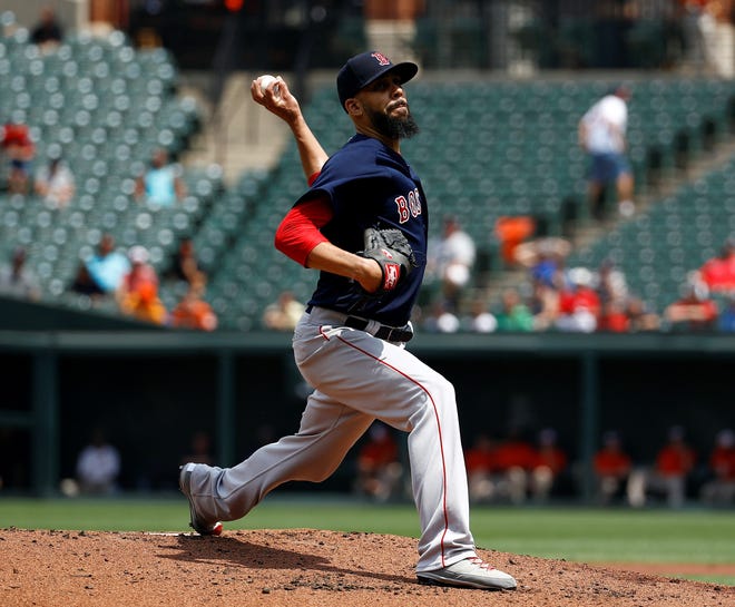 Red Sox starting pitcher David Price delivers during the first inning of Saturday's Game 1 of a doubleheader in Baltimore. [Patrick Semansky/AP]