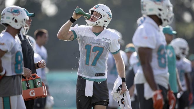 Ryan Tannehill cooled down after letting it rip on Kalen Ballage. (Allen Eyestone/The Post)
