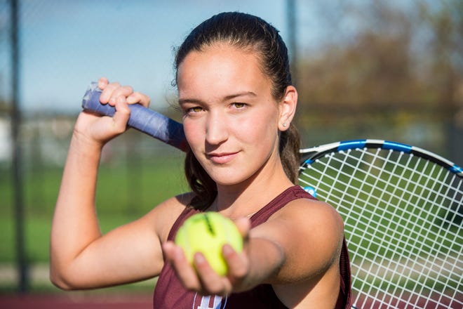 FRED ZWICKY/JOURNAL STAR

Dunlap freshman Taylor Disharoon made the step up to high school tennis, taking on the role as the no. 1 seed for the team and making her first appearance at state.