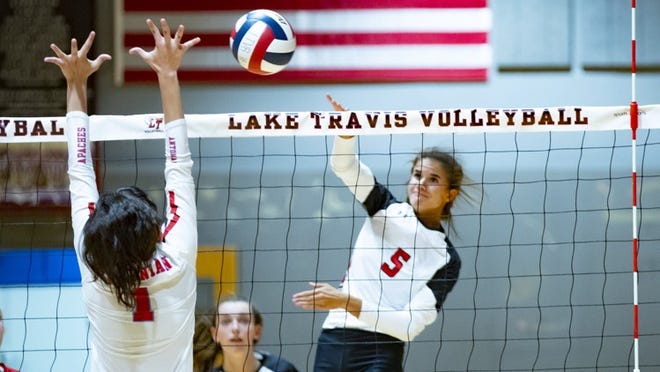 Lake Travis’s Kristen Kleymeyer earned all-tournament honors at this past weekend’s Fraulein Volleyfest in New Braunfels. The Cavs finished behind District 25-6A rival Hays. JOHN GUTIERREZ / FOR AMERICAN-STATESMAN