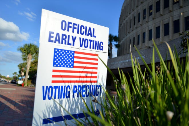 An early voting sign is displayed in front of the Lake County Administration Building in Tavares. [Daily Commercial file]