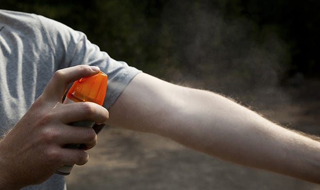 Using an insect repellent spray can be an important measure in guarding against bites from fleas, ticks and mosquitoes this summer. (Courtesy photo)