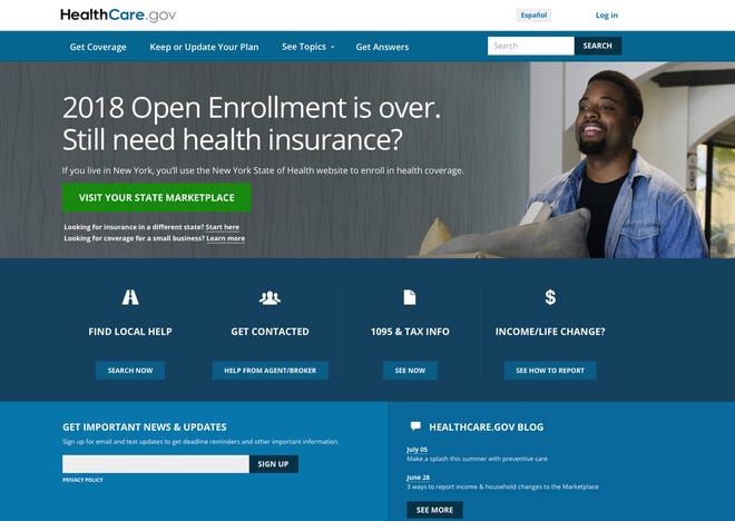 The website for HealthCare.gov on Friday, July 6, 2018, in Washington. A congressional watchdog says the Trump administration needs to step up its management of sign-up seasons for former President Barack Obama’s health care law after mixed results last year amid a failed GOP drive to repeal it. (HHS via AP)