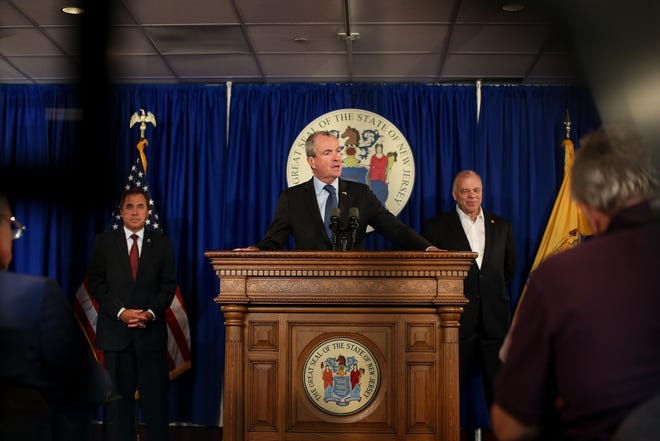 Gov. Phil Murphy, Senate President Stephen Sweeney and Assembly Speaker Craig Coughlin were united in opposition against the regulations during a joint news conference Friday afternoon, where they promised to examine all options to push back against the proposed regulations, including additional legislation or litigation. [COURTESY OF NJ GOVERNOR'S OFFICE]
