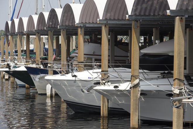 Boats hide from the sun at the Panama City Marina on Thursday. Read more about Panama City redevelopment in Sunday’s Viewpoints. [JOSHUA BOUCHER/THE NEWS HERALD]