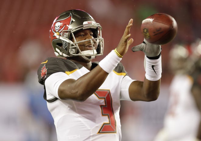 After Thursday's preseason game against Jacksonville, Tampa Bay quarterback Jameis Winston will begin serving his three-game suspension. [CHRIS O'MEARA/THE ASSOCIATED PRESS]