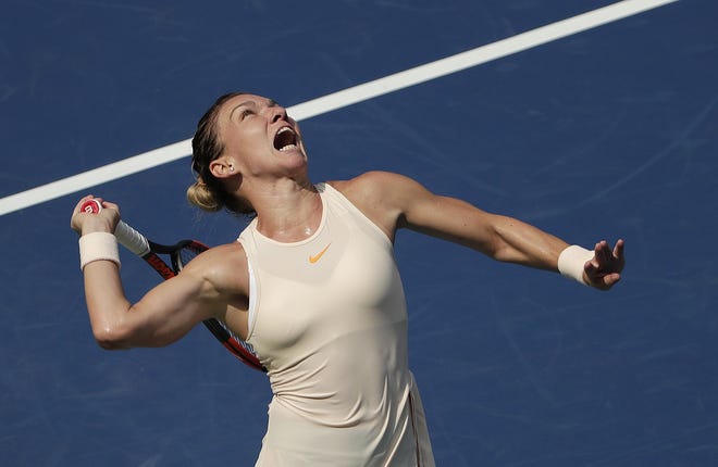 Simona Halep, of Romania, lost to Kaia Kanepi, of Estonia, in the first round of the US Open on Monday in New York, becoming the first top-seeded player to lose in the opening round of the tournament. [AP Photo/Andres Kudacki]