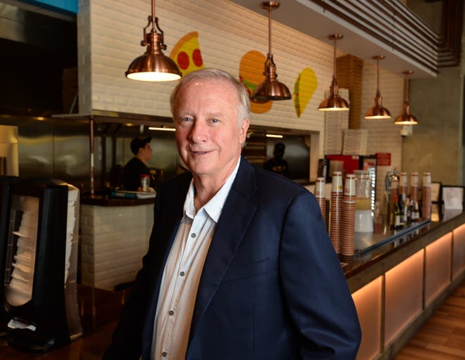 Jim Abrams became a restaurateur in his latest, and maybe last, business endeavor. He owns three downtown Sarasota restaurants: Duval’s, Element and PBNT: Pizza Burgers N Tacos, where this photo was taken. [Herald-Tribune staff photo / Dan Wagner]