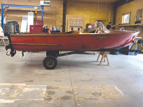 This little Clyde Boat Works runabout equipped with a 40hp vintage Mercury Outboard was built in the 1950s in Detroit. It will be a part of Friday’s auction benefiting the Great Lakes Boat Building School.