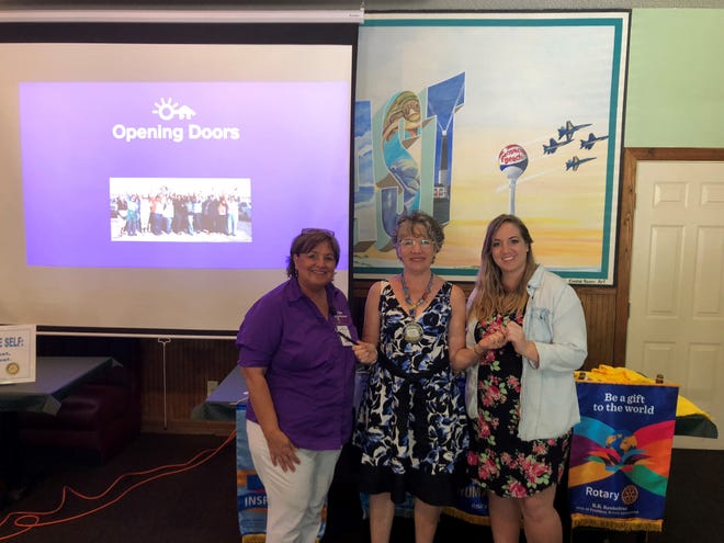 Pictured are Serene Keiek with Opening Doors NWFL, Milton Rotary President Laura Keith King and Amanda Nolan with Opening Doors NWFL. [CONTRIBUTED PHOTO]