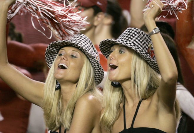 Beginning this weekend and for the next four months, Alabama fans can top themselves with the houndstooth without breaking any fashion rules. [AP FILE]