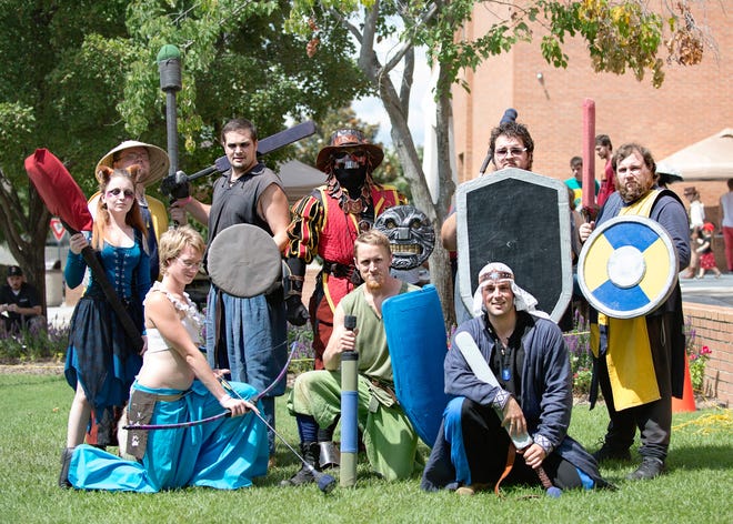 Members of the Realm of Thaundor demonstrated hand-to-hand combat during the 12th annual Librari-Con in downtown Fayetteville on Saturday. [Lauren Kennedy for the Fayetteville Observer]